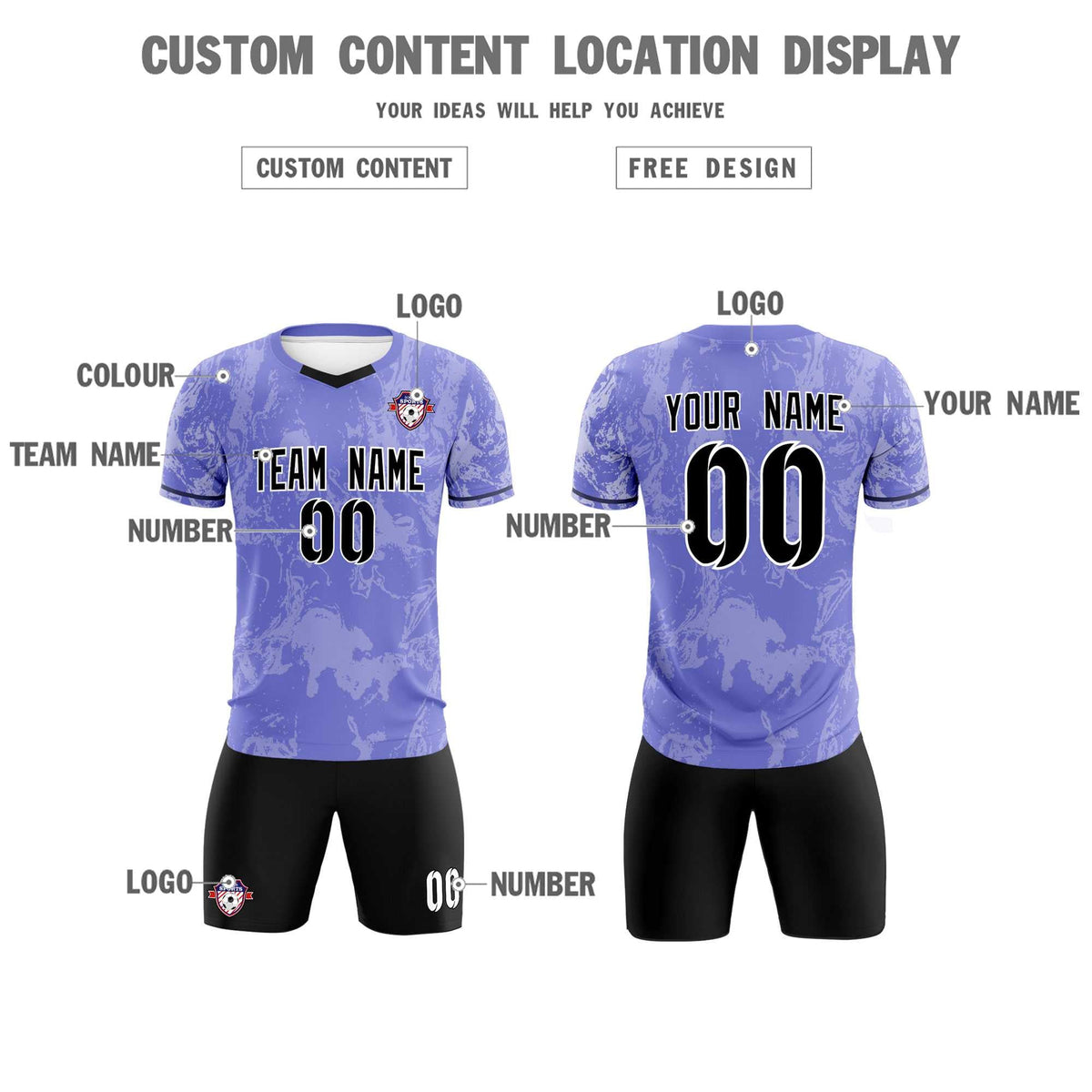 Custom Purple Classic Graffiti Pattern Sportswear Soccer Tops/Sets Jersey