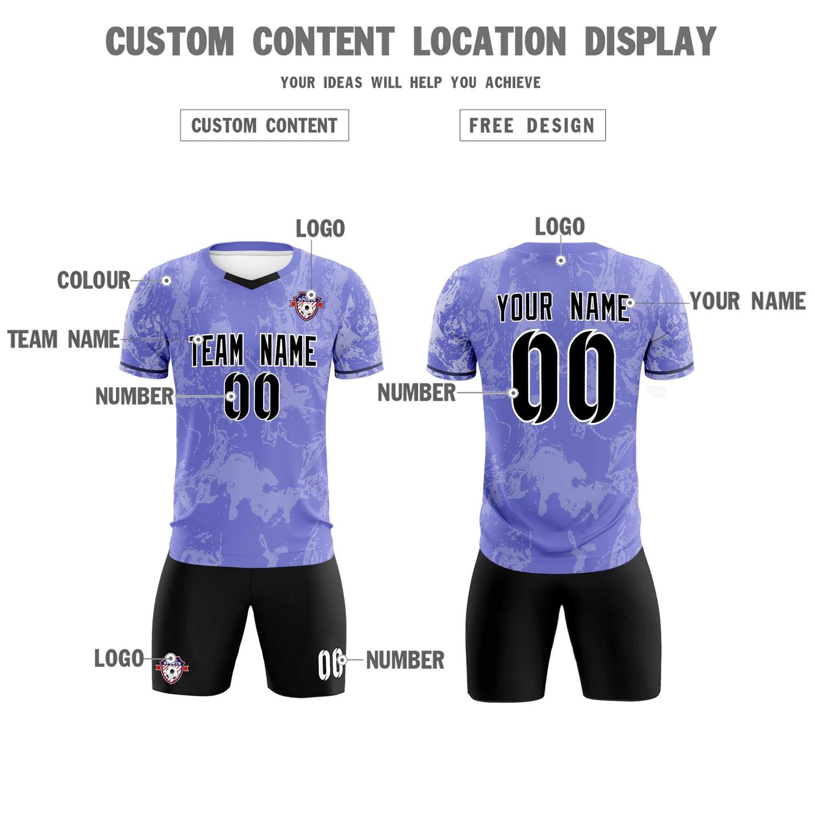 Custom Purple Classic Graffiti Pattern Sportswear Soccer Tops/Sets Jersey
