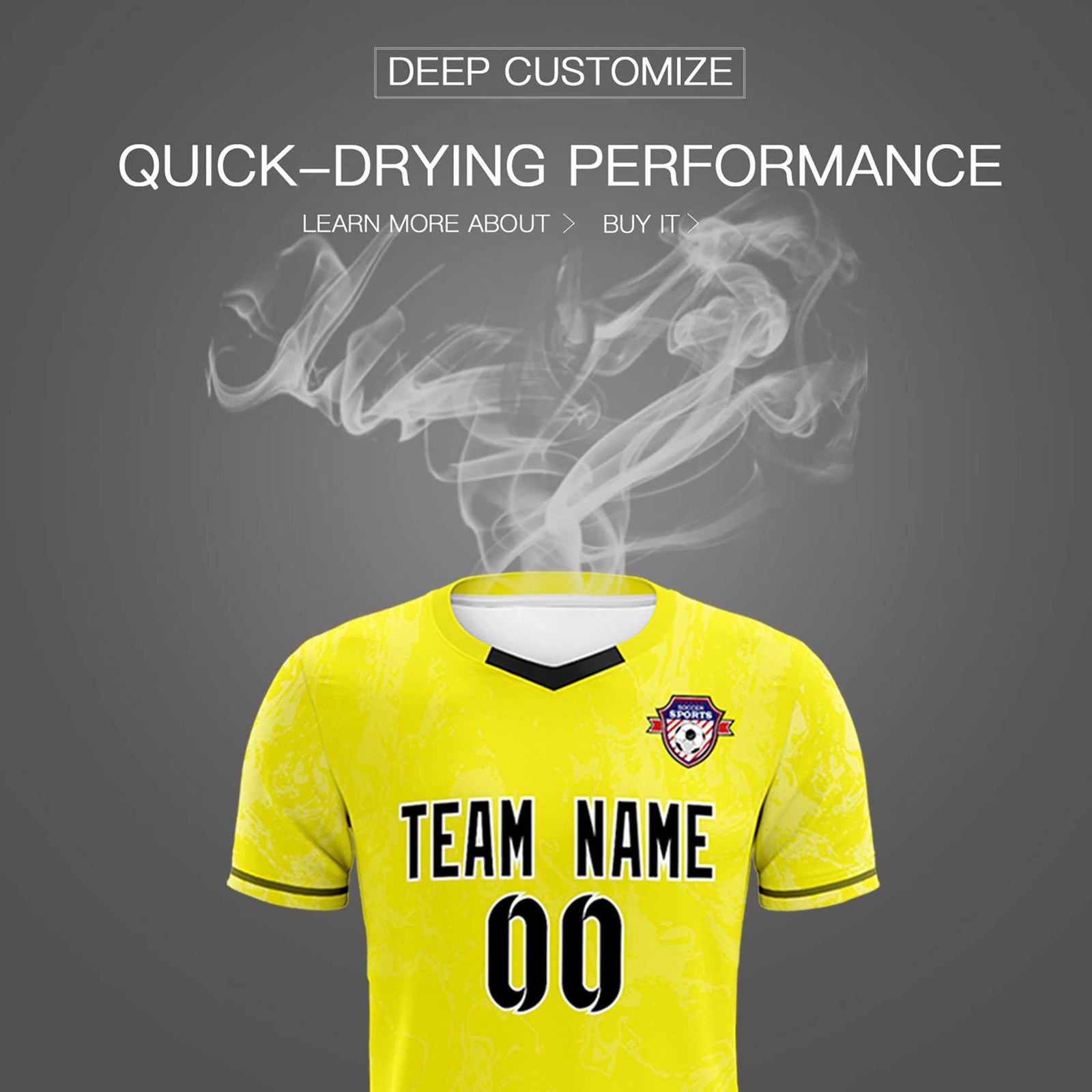 Custom Yellow Classic Graffiti Pattern Sportswear Soccer Tops/Sets Jersey