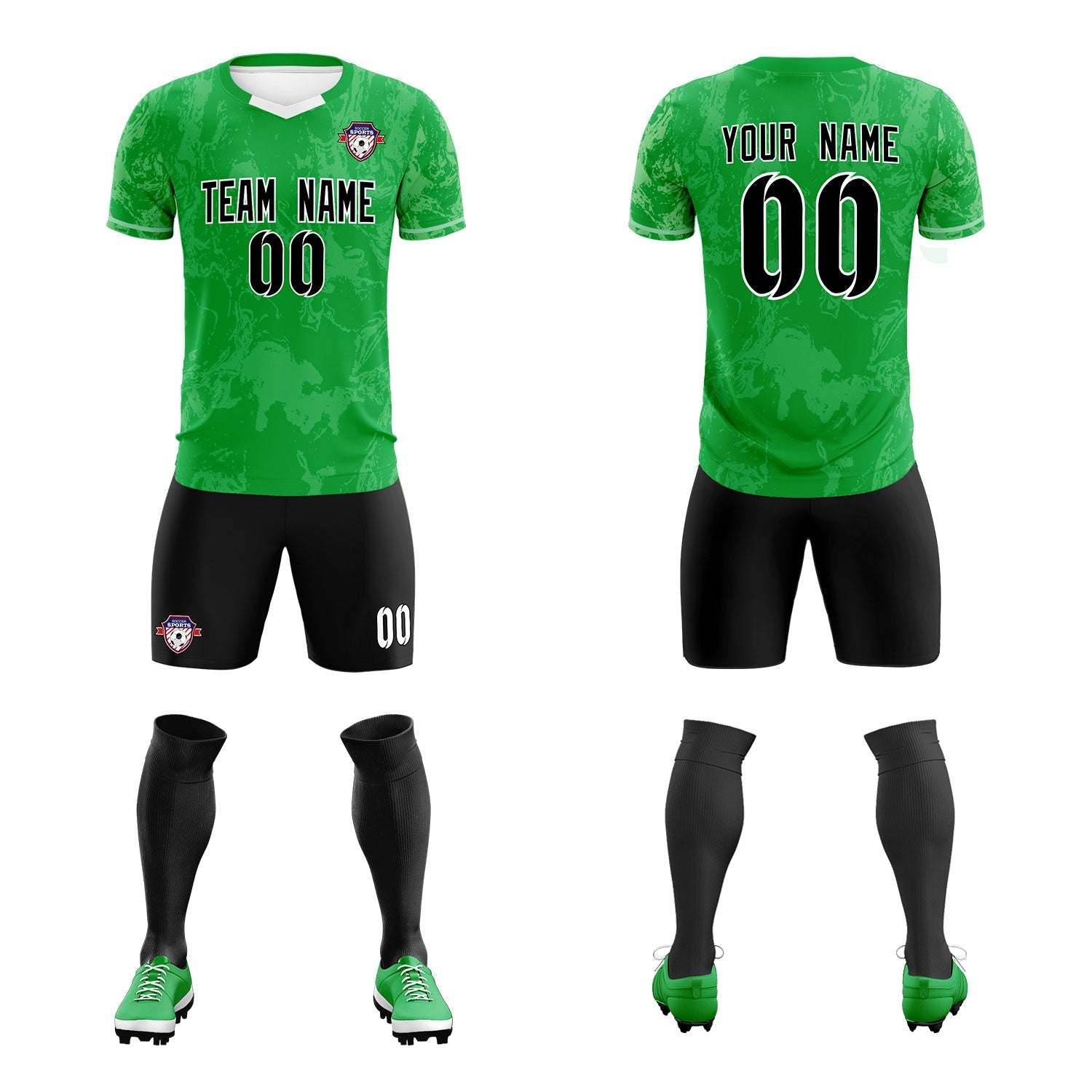 Custom Kelly Green Classic Graffiti Pattern Sportswear Soccer Tops/Sets Jersey