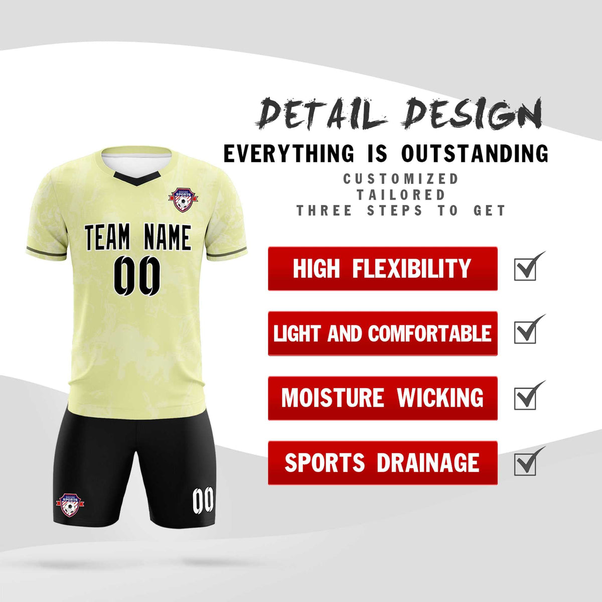 Custom Cream Classic Graffiti Pattern Sportswear Soccer Tops/Sets Jersey