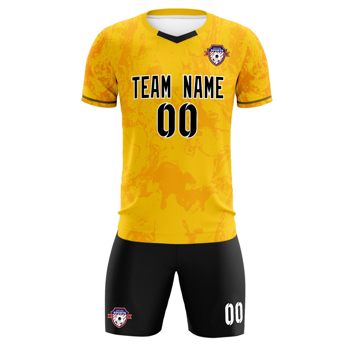 Custom Gold Classic Graffiti Pattern Sportswear Soccer Tops/Sets Jersey