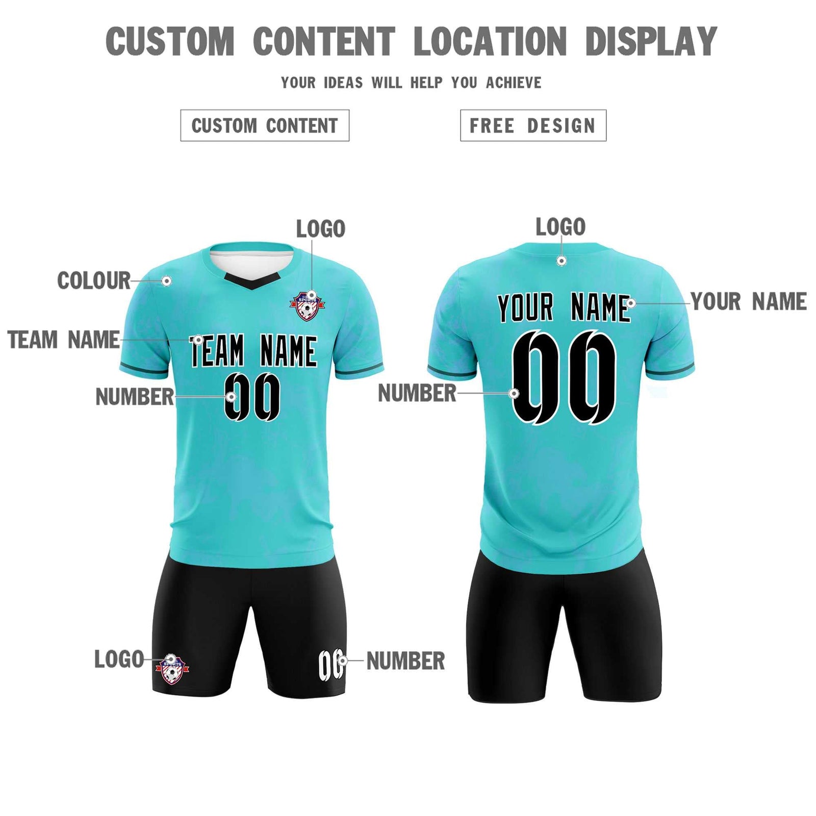 Custom Sky Blue Classic Graffiti Pattern Sportswear Soccer Tops/Sets Jersey
