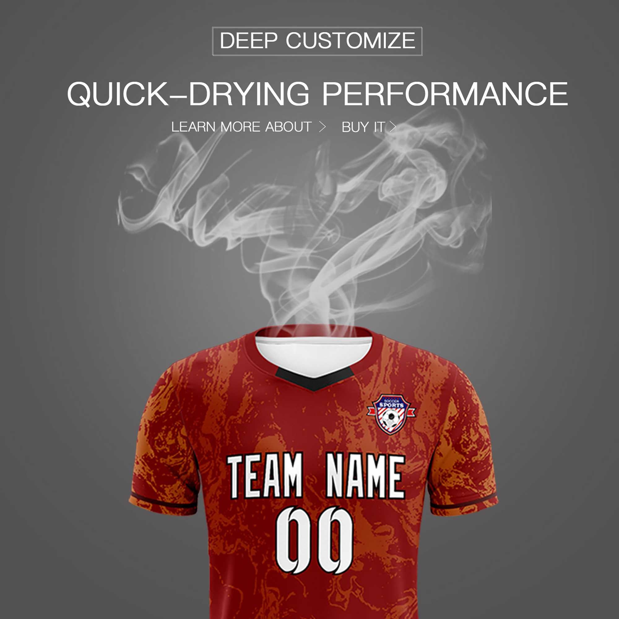 Custom Crimson Classic Graffiti Pattern Sportswear Soccer Tops/Sets Jersey