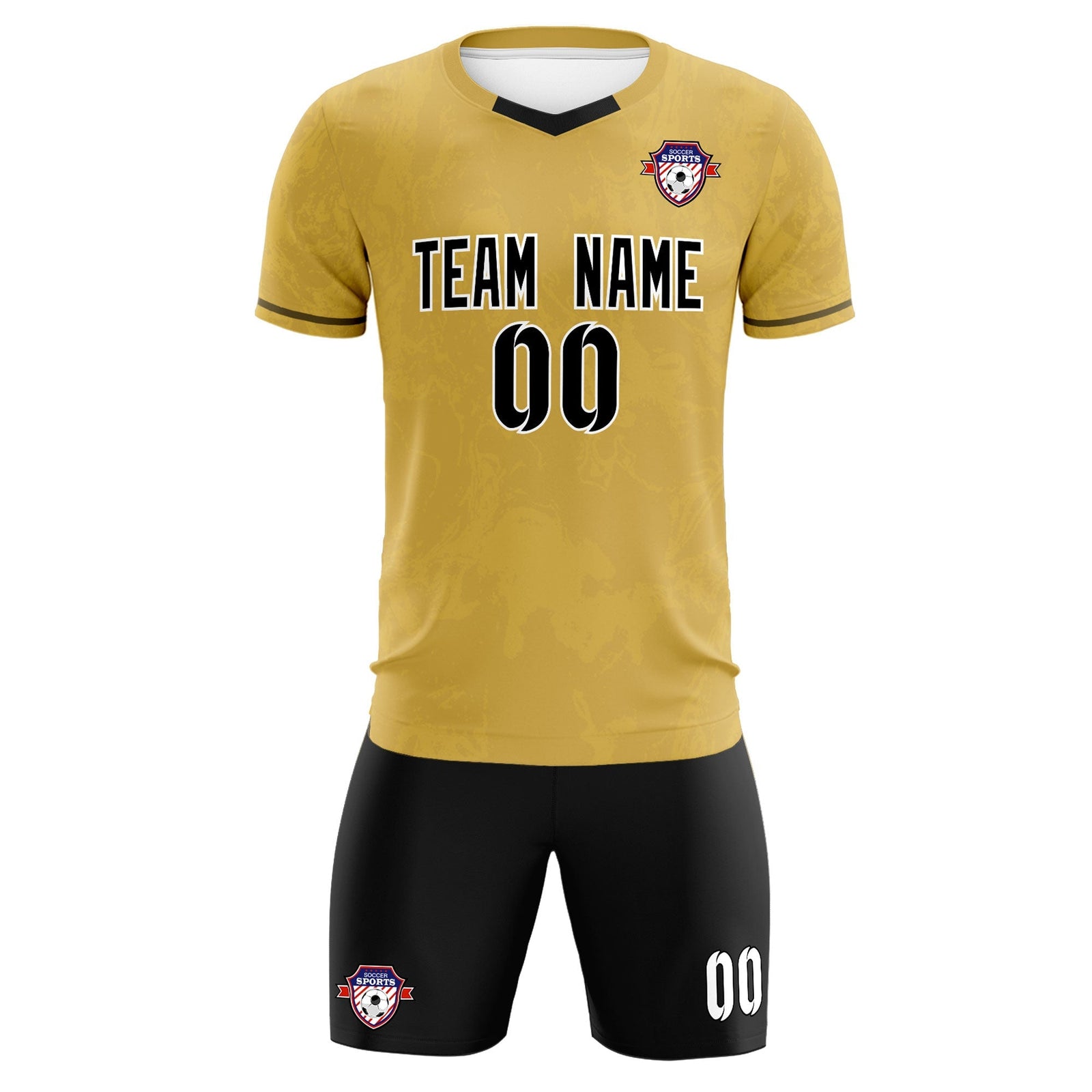 Custom Old Gold Classic Graffiti Pattern Sportswear Soccer Tops/Sets Jersey