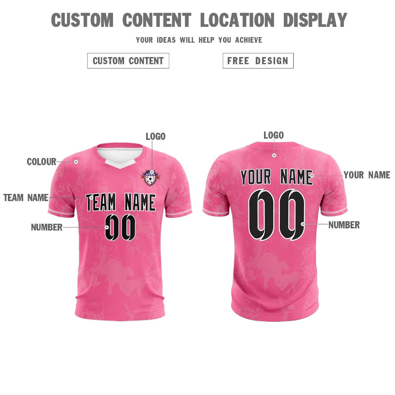 Custom Pink Classic Graffiti Pattern Sportswear Soccer Tops/Sets Jersey