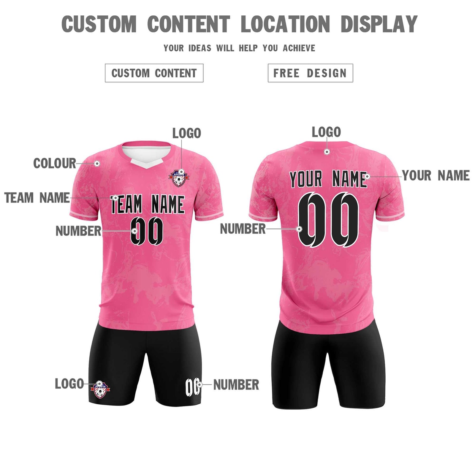 Custom Pink Classic Graffiti Pattern Sportswear Soccer Tops/Sets Jersey