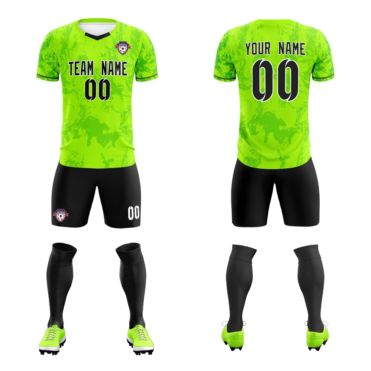 Custom Kelly Green Classic Graffiti Pattern Sportswear Soccer Tops/Sets Jersey