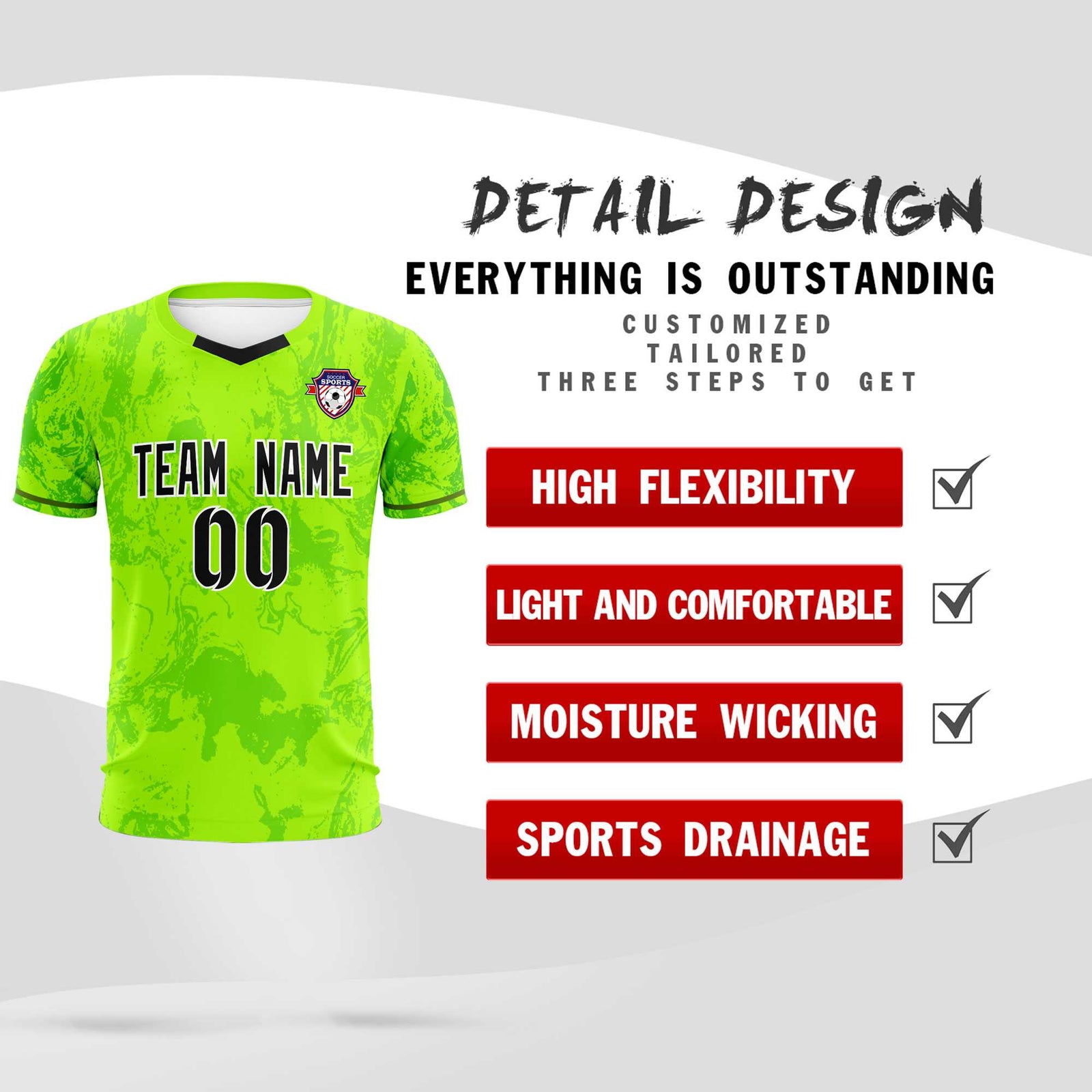 Custom Kelly Green Classic Graffiti Pattern Sportswear Soccer Tops/Sets Jersey