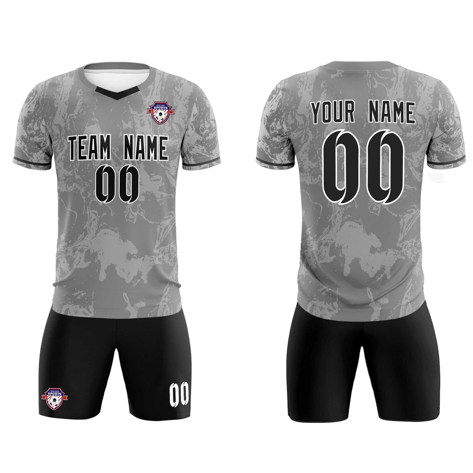 Custom Gray Classic Graffiti Pattern Sportswear Soccer Tops/Sets Jersey