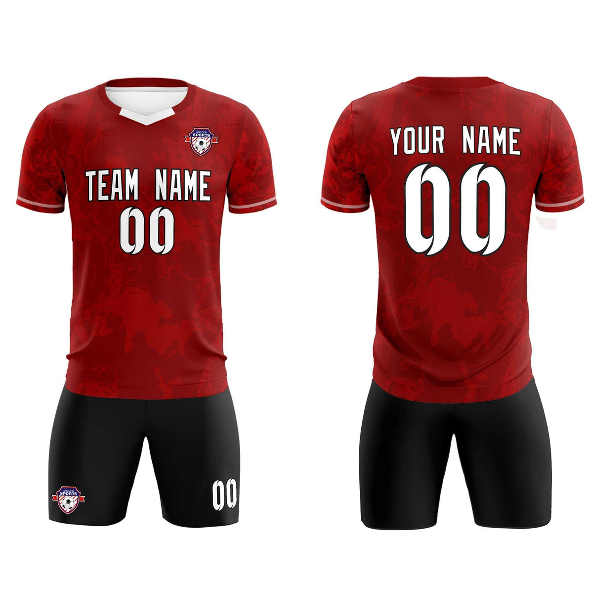 Custom Crimson Classic Graffiti Pattern Sportswear Soccer Tops/Sets Jersey