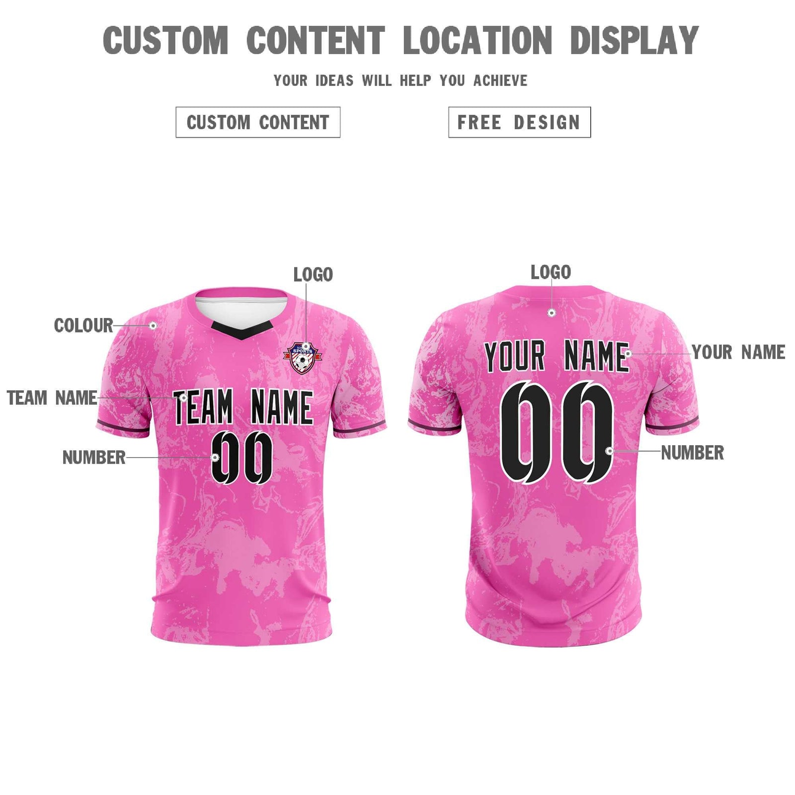 Custom Pink Classic Graffiti Pattern Sportswear Soccer Tops/Sets Jersey
