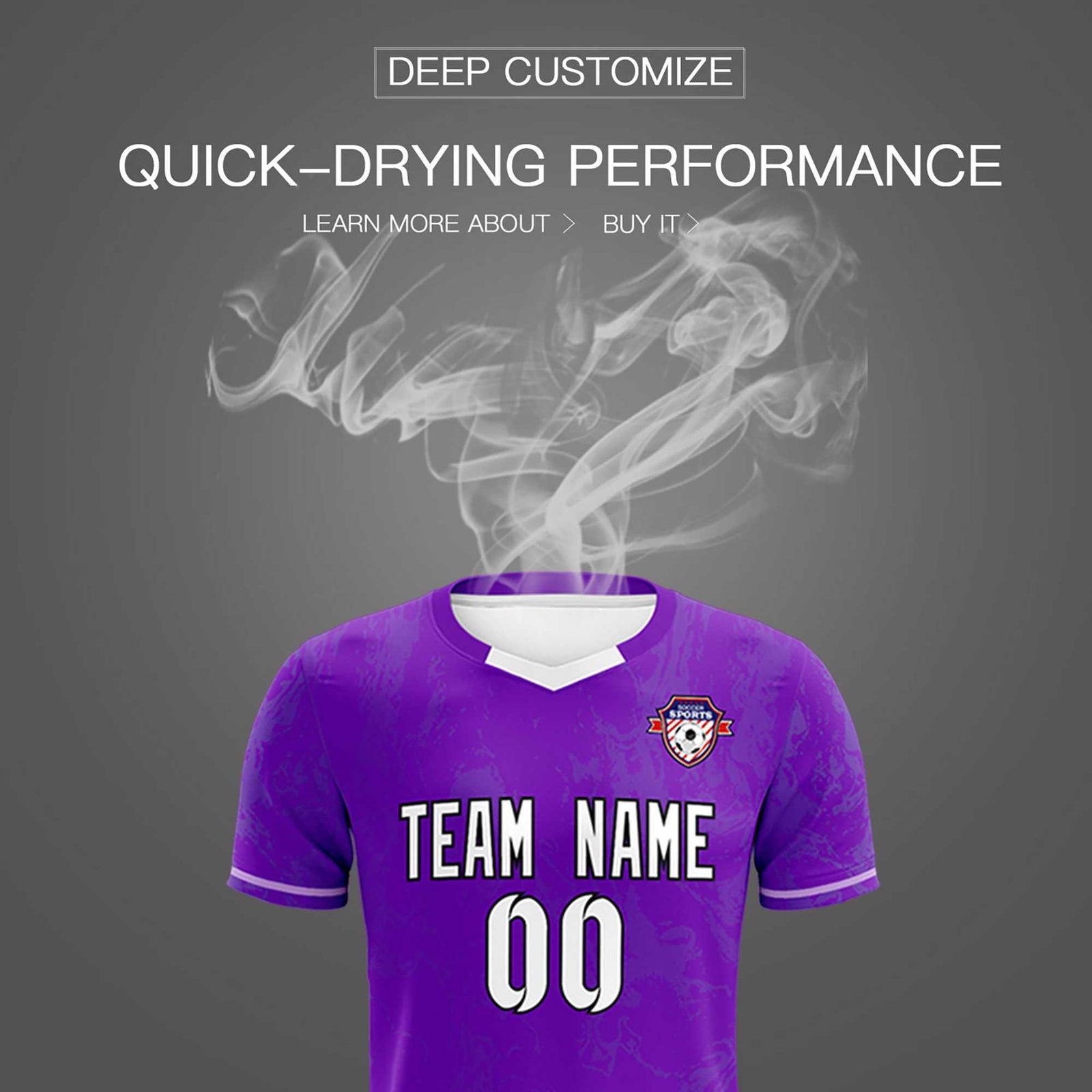 Custom Purple Classic Graffiti Pattern Sportswear Soccer Tops/Sets Jersey