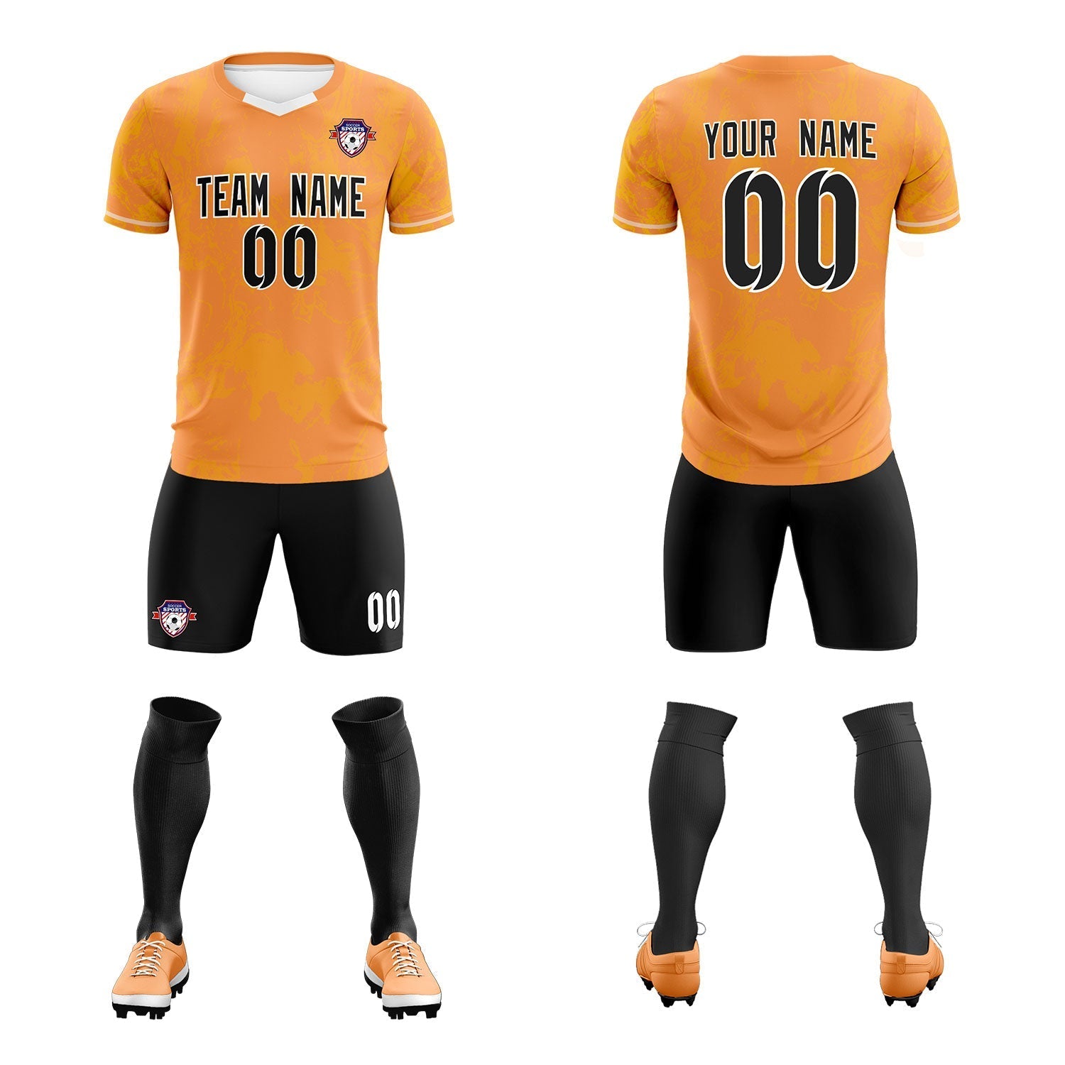 Custom Texas Orange Classic Graffiti Pattern Sportswear Soccer Tops/Sets Jersey
