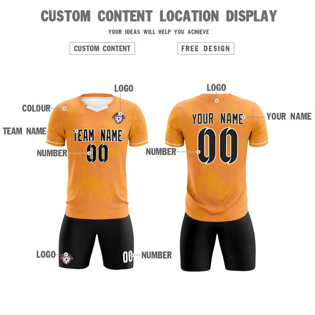 Custom Texas Orange Classic Graffiti Pattern Sportswear Soccer Tops/Sets Jersey