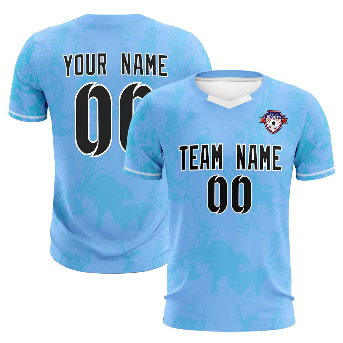 Custom Light Blue Classic Graffiti Pattern Sportswear Soccer Tops/Sets Jersey