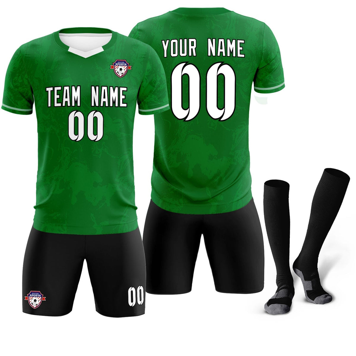 Custom Kelly Green Classic Graffiti Pattern Sportswear Soccer Tops/Sets Jersey