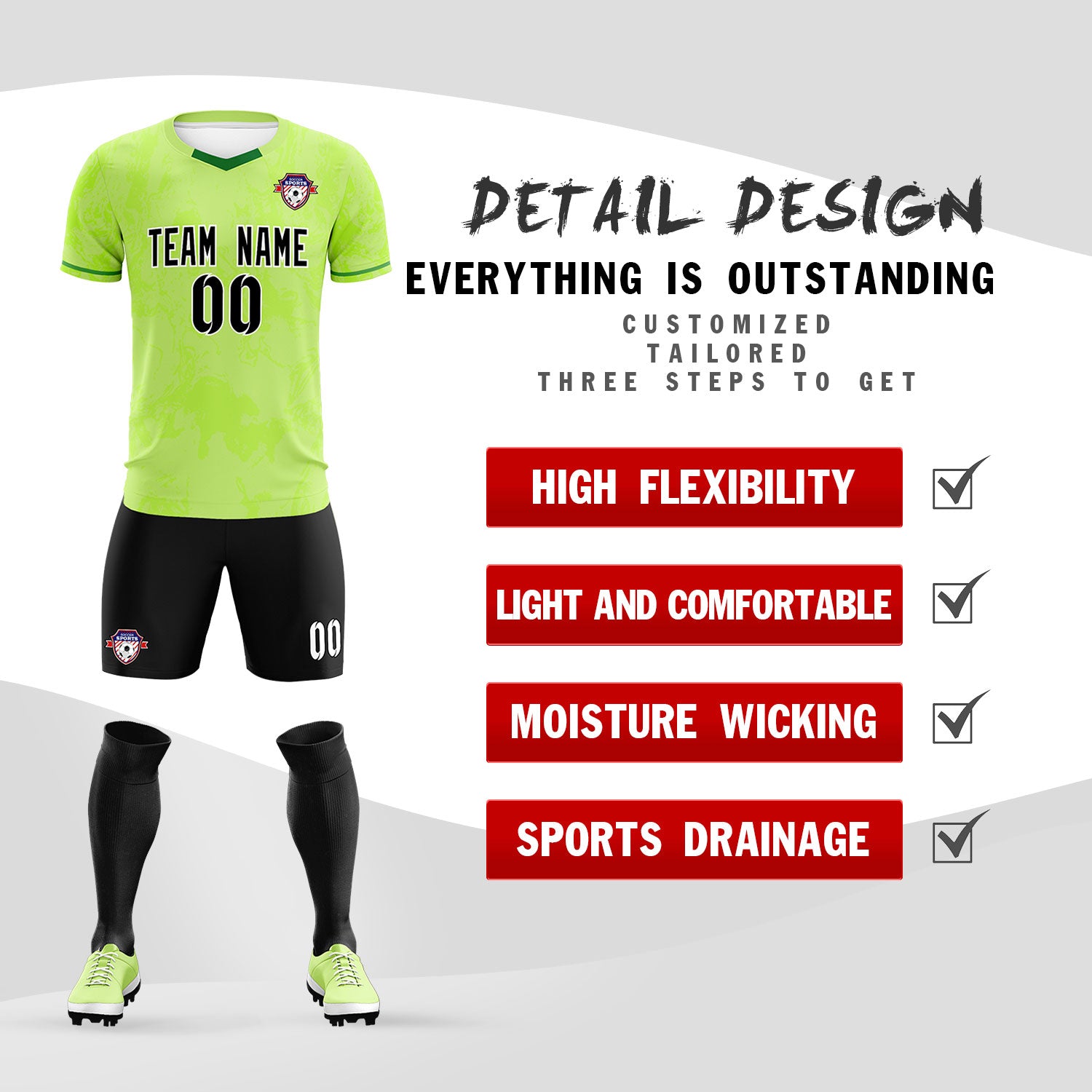 Custom Green Classic Graffiti Pattern Sportswear Soccer Tops/Sets Jersey