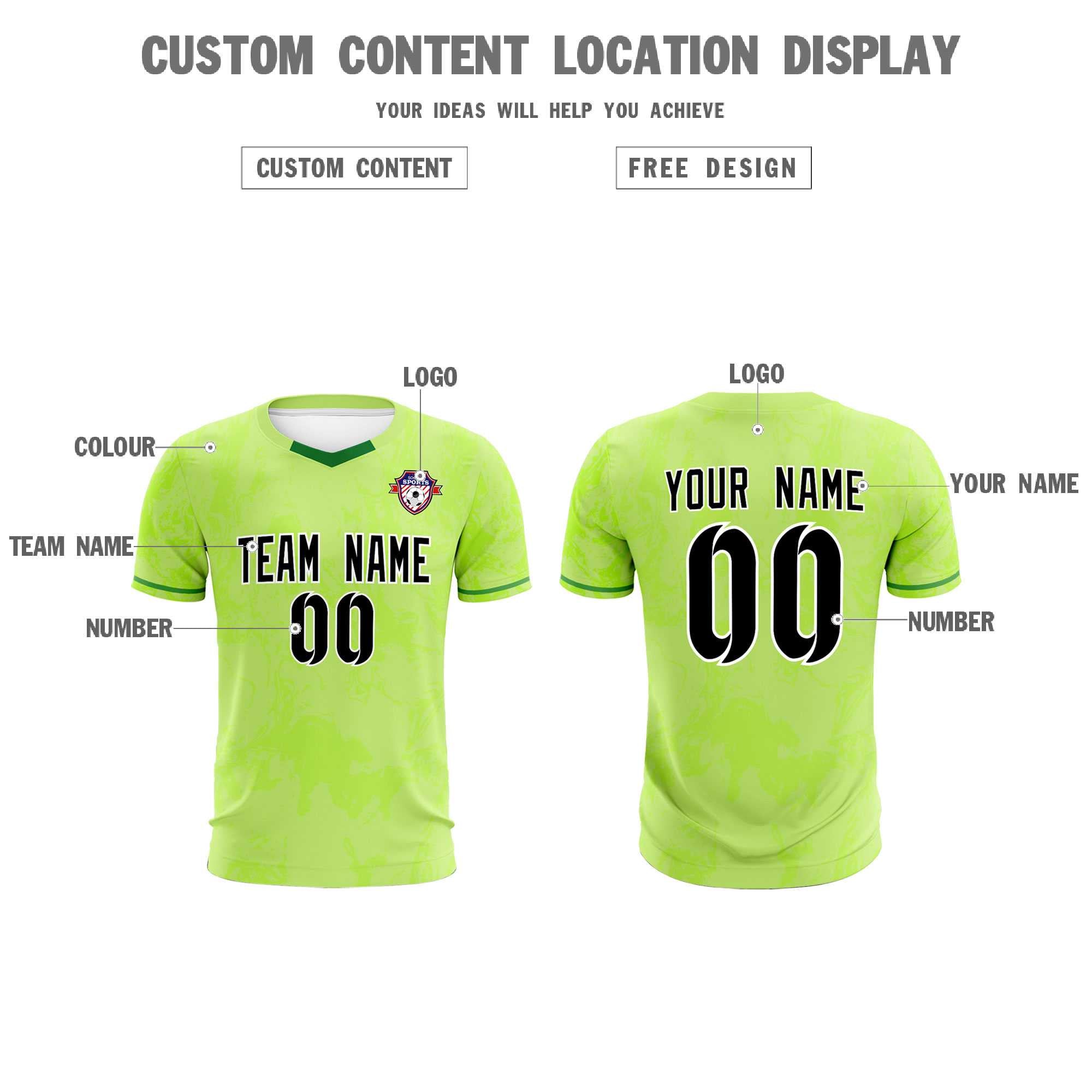 Custom Green Classic Graffiti Pattern Sportswear Soccer Tops/Sets Jersey