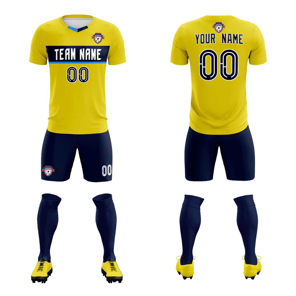 Custom Gold Classic Sports Sets Soccer Shirt Jersey