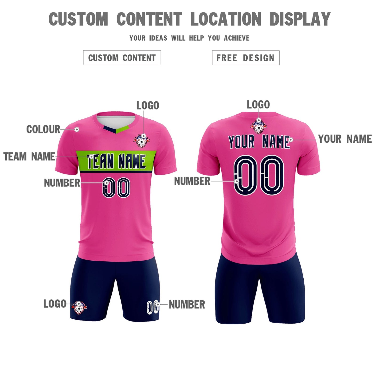 Custom Pink Classic Sports Sets Soccer Shirt Jersey