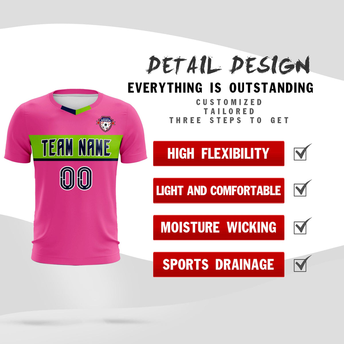 Custom Pink Classic Sports Sets Soccer Shirt Jersey