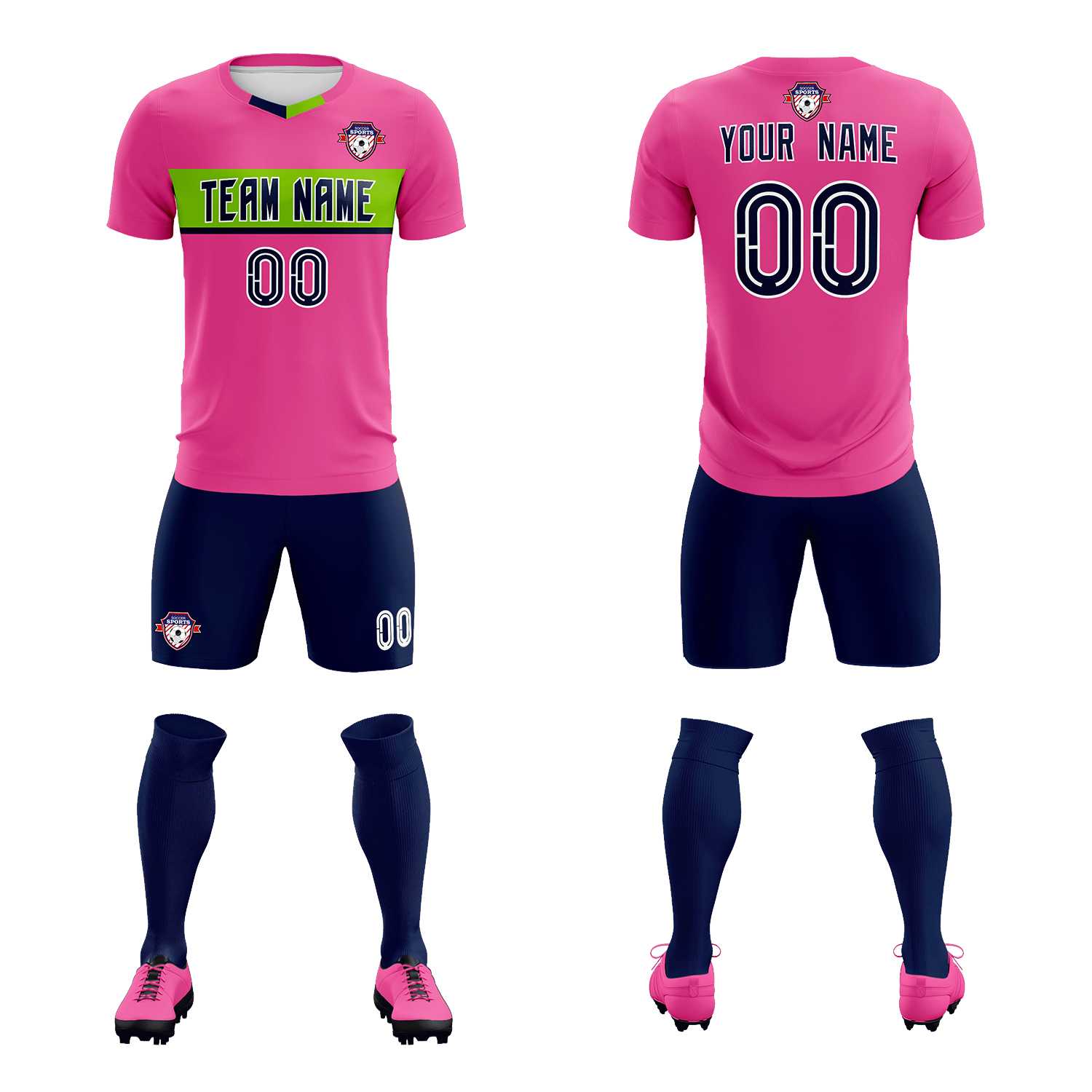 Custom Pink Classic Sports Sets Soccer Shirt Jersey