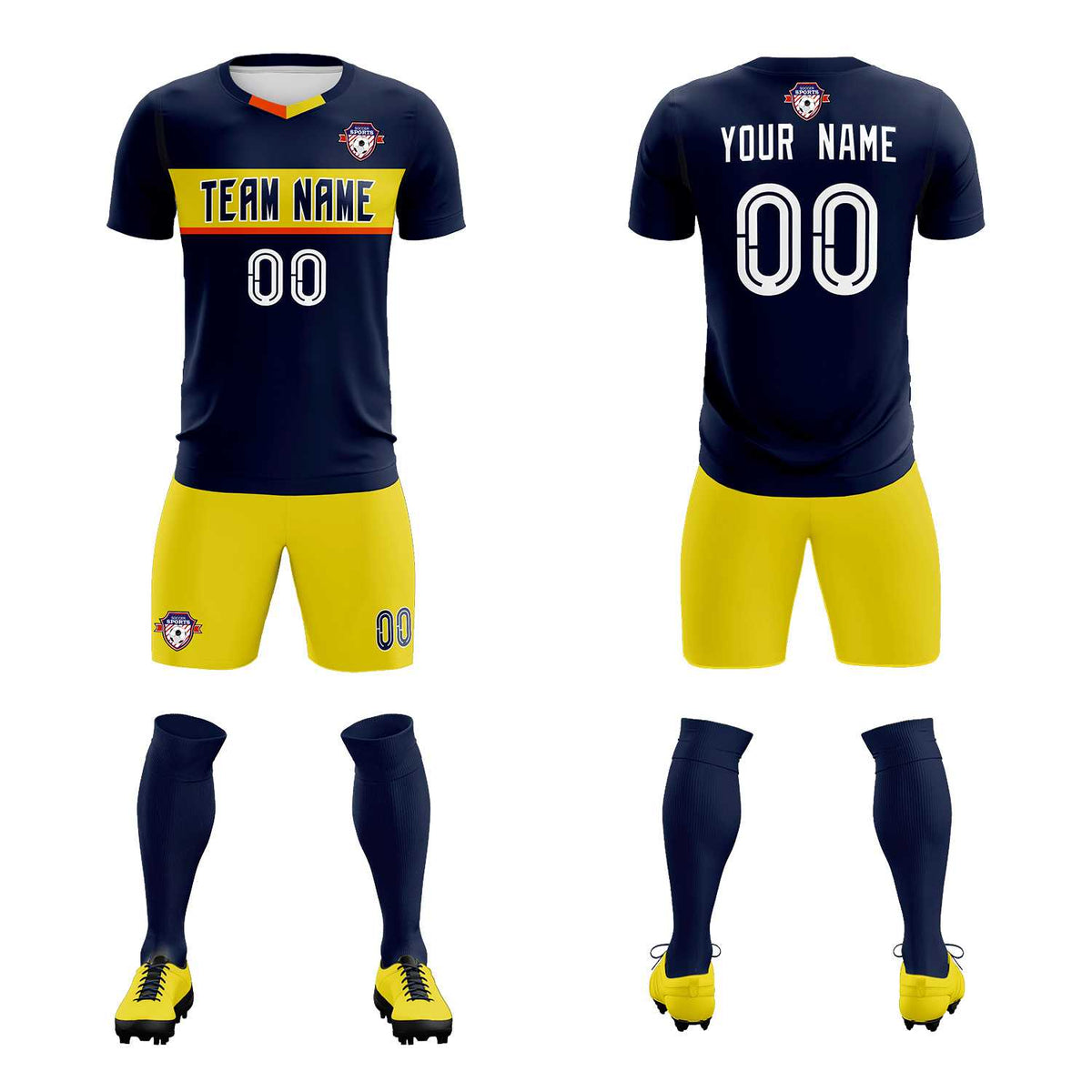 Custom Navy Classic Sports Sets Soccer Shirt Jersey