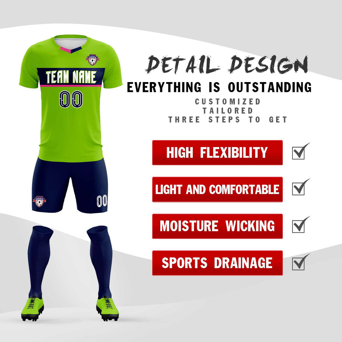 Custom Neon Green Classic Sports Sets Soccer Shirt Jersey