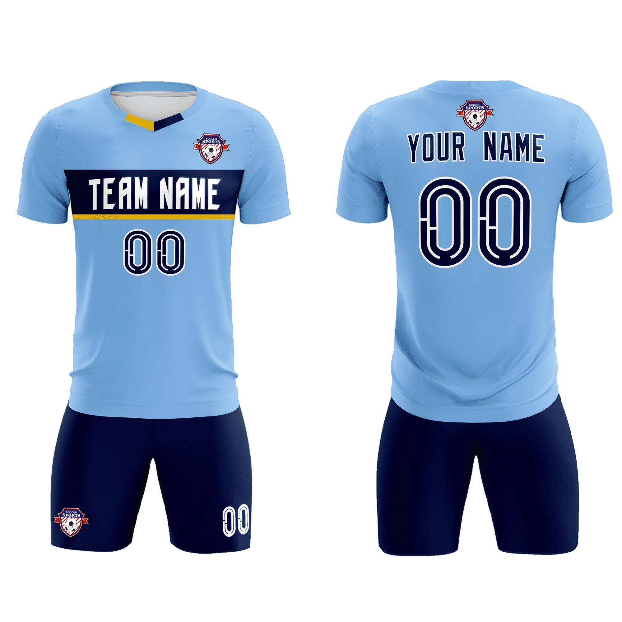 Custom Light Blue Classic Sports Sets Soccer Shirt Jersey