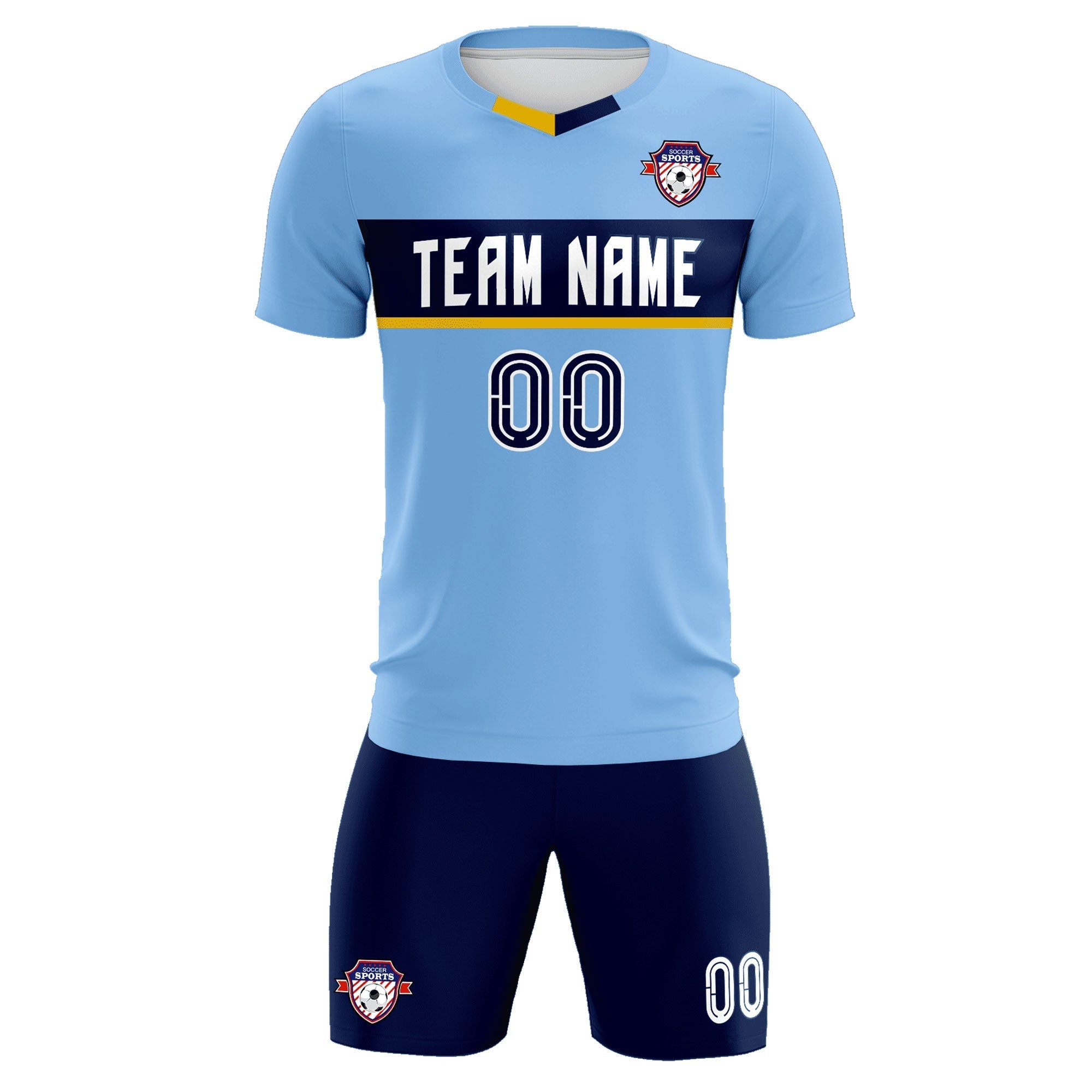 Custom Light Blue Classic Sports Sets Soccer Shirt Jersey