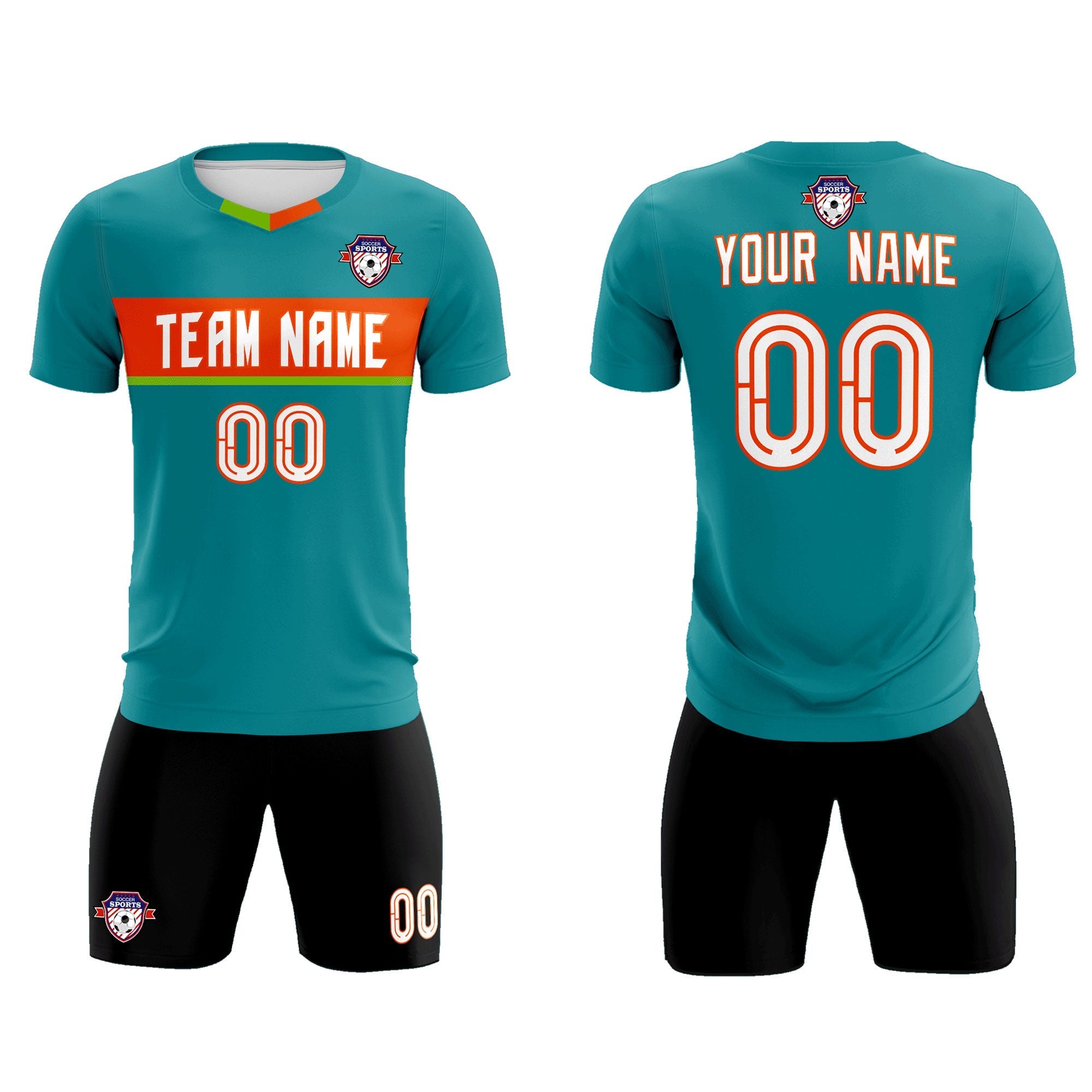 Custom Aqua Classic Sports Sets Soccer Shirt Jersey