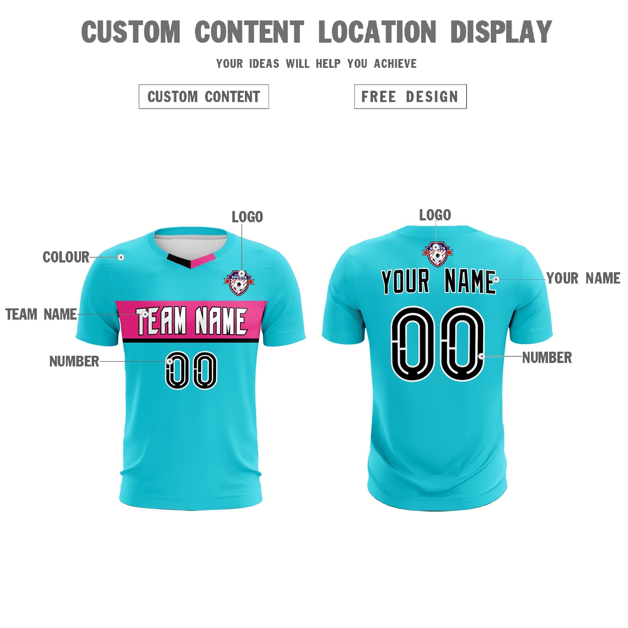 Custom Sky Blue Classic Sports Sets Soccer Shirt Jersey