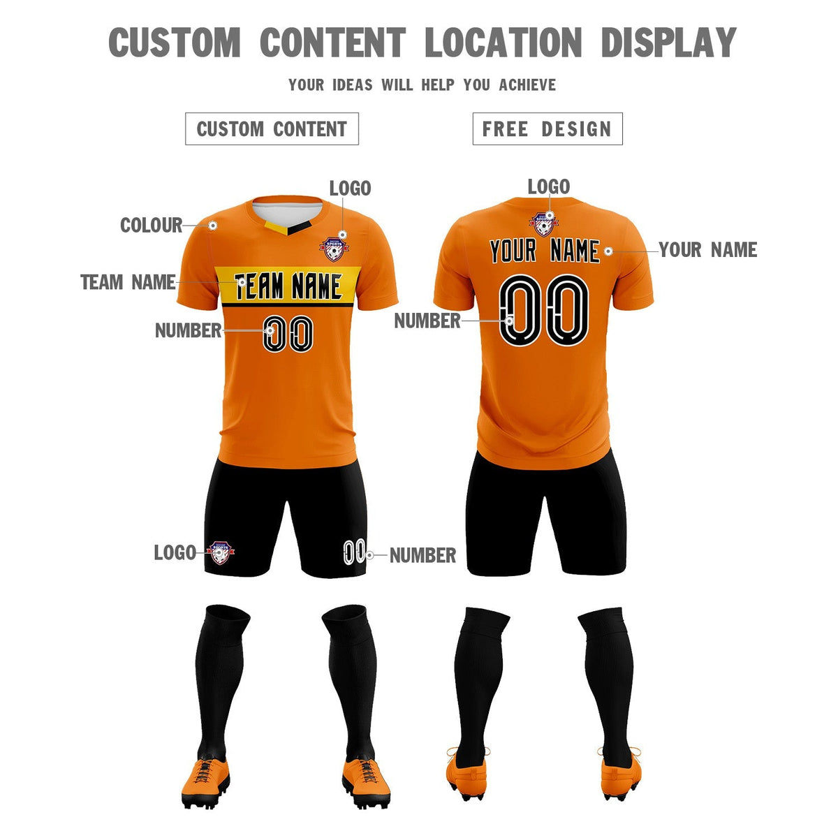 Custom Orange Classic Sports Sets Soccer Shirt Jersey