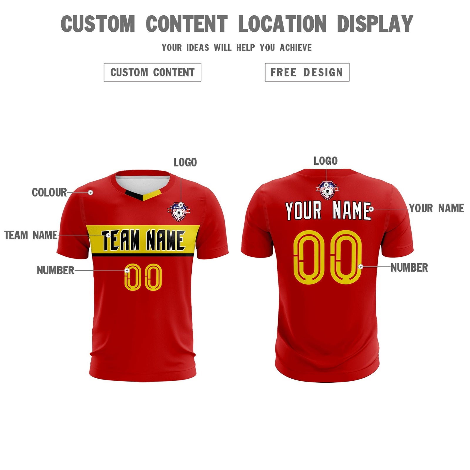 Custom Red Classic Sports Sets Soccer Shirt Jersey