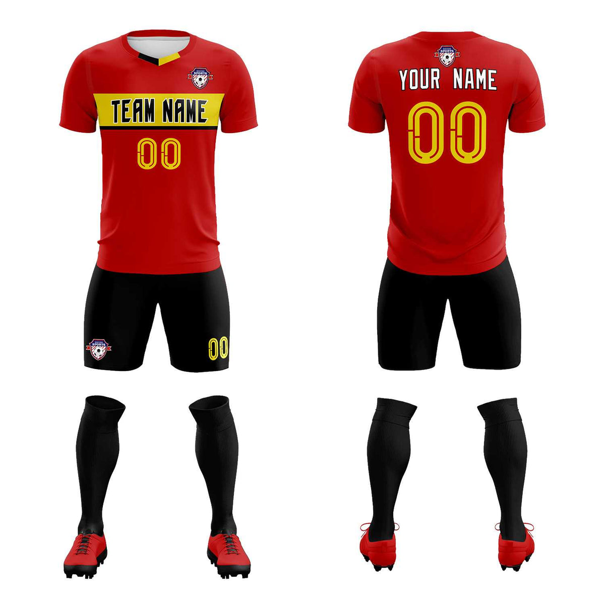 Custom Red Classic Sports Sets Soccer Shirt Jersey