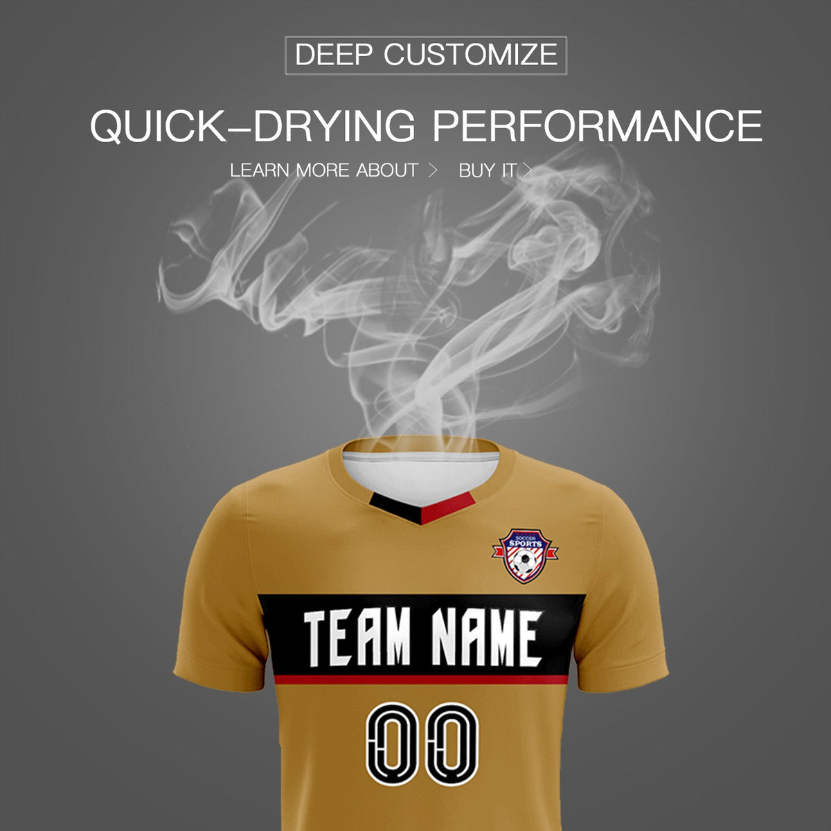 Custom Old Gold Classic Sports Sets Soccer Shirt Jersey