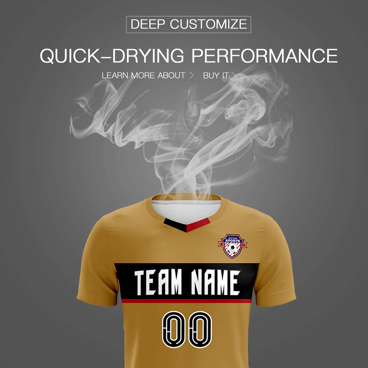Custom Old Gold Classic Sports Sets Soccer Shirt Jersey