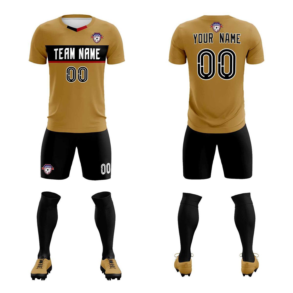 Custom Old Gold Classic Sports Sets Soccer Shirt Jersey