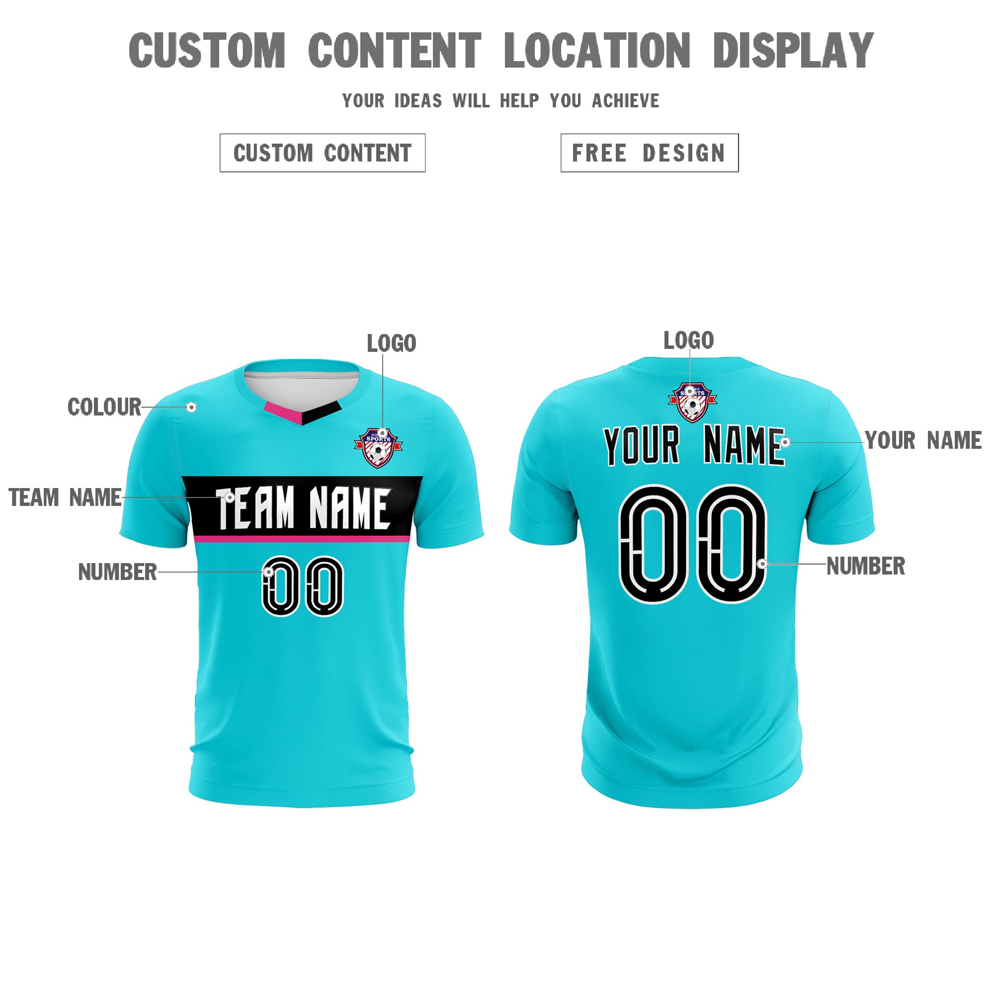 Custom Sky Blue Classic Sports Sets Soccer Shirt Jersey