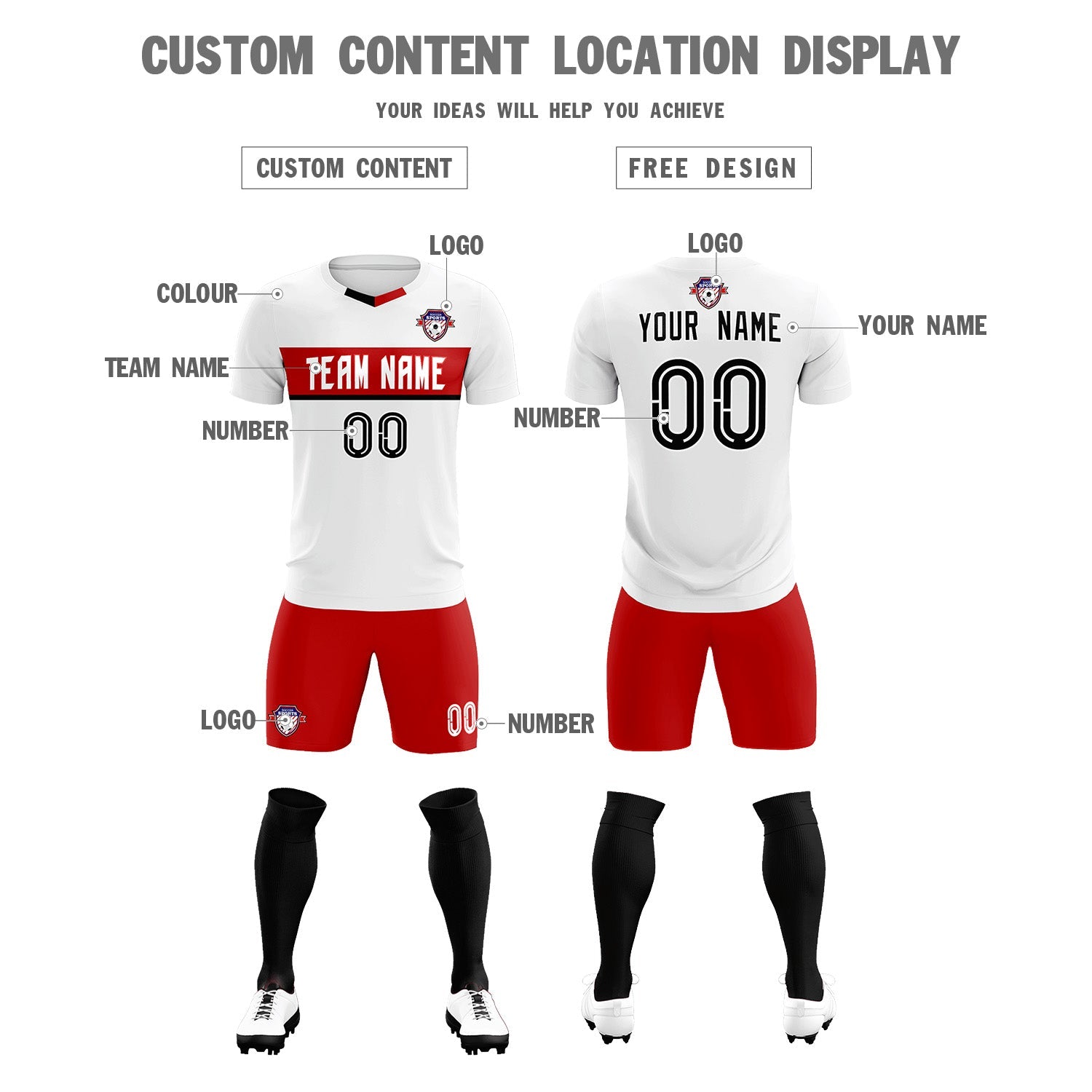 Custom White Classic Sports Sets Soccer Shirt Jersey