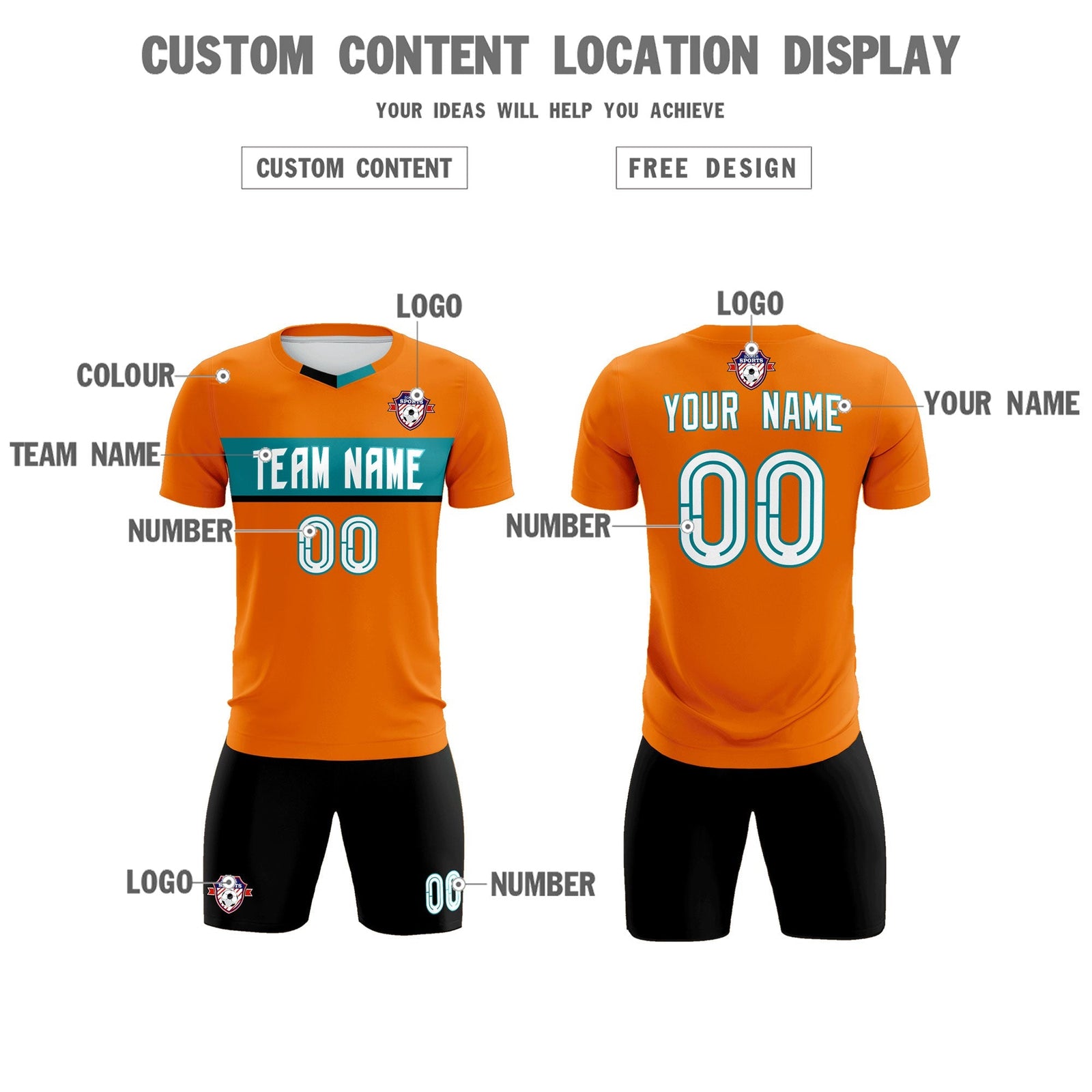 Custom Orange Classic Sports Sets Soccer Shirt Jersey