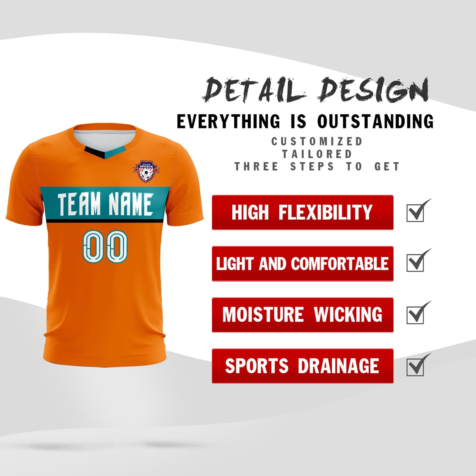 Custom Orange Classic Sports Sets Soccer Shirt Jersey
