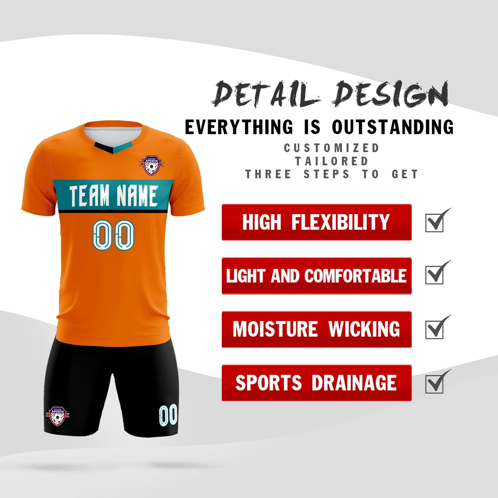 Custom Orange Classic Sports Sets Soccer Shirt Jersey