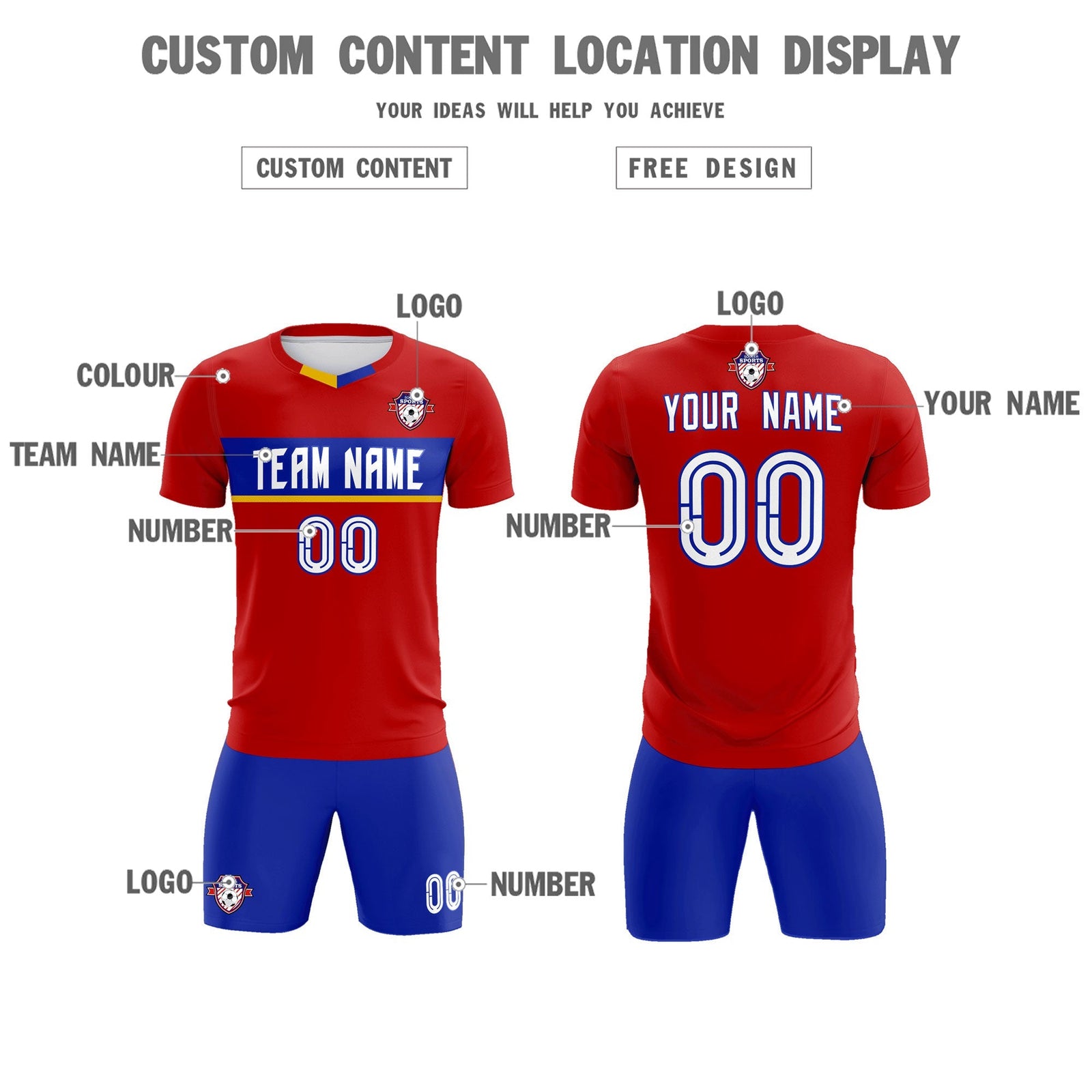 Custom Red Classic Sports Sets Soccer Shirt Jersey