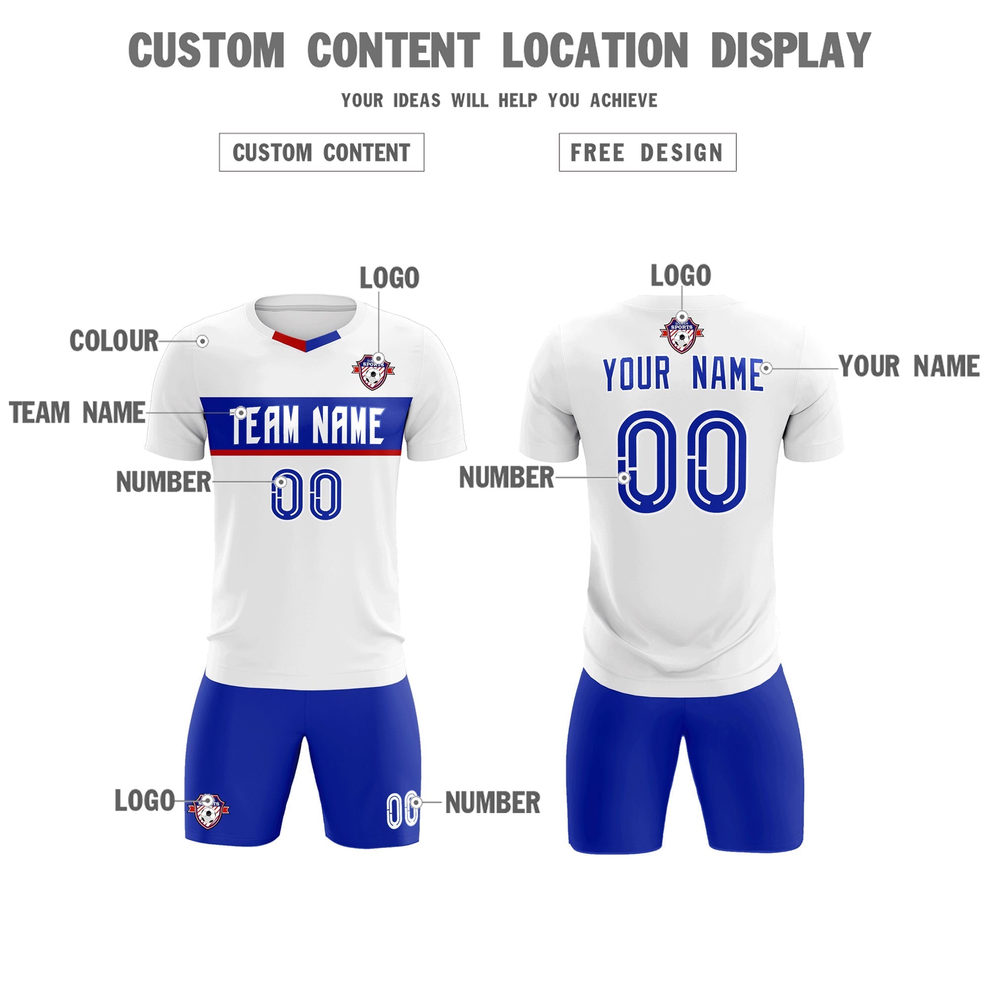 Custom White Classic Sports Sets Soccer Shirt Jersey