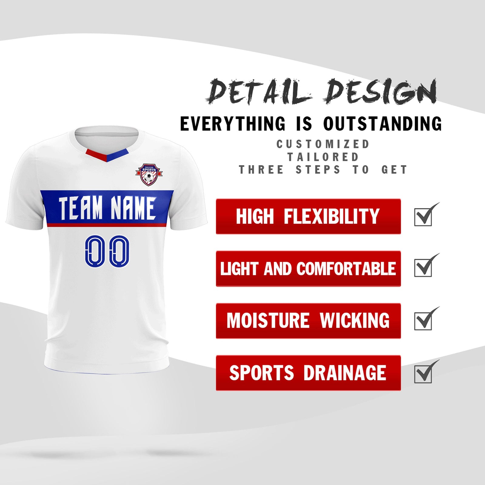 Custom White Classic Sports Sets Soccer Shirt Jersey