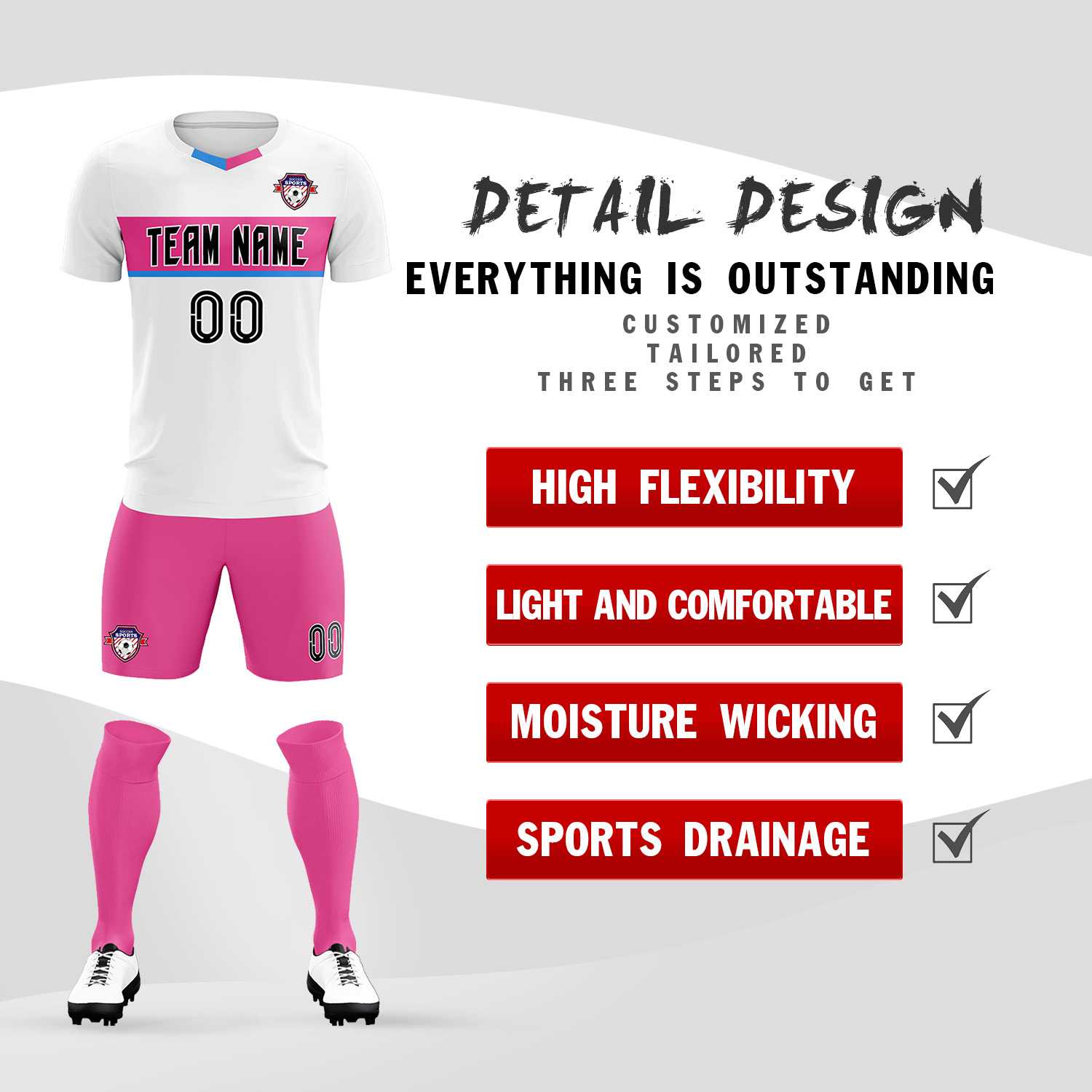 Custom White Classic Sports Sets Soccer Shirt Jersey