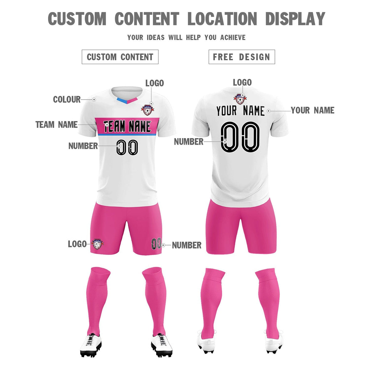 Custom White Classic Sports Sets Soccer Shirt Jersey