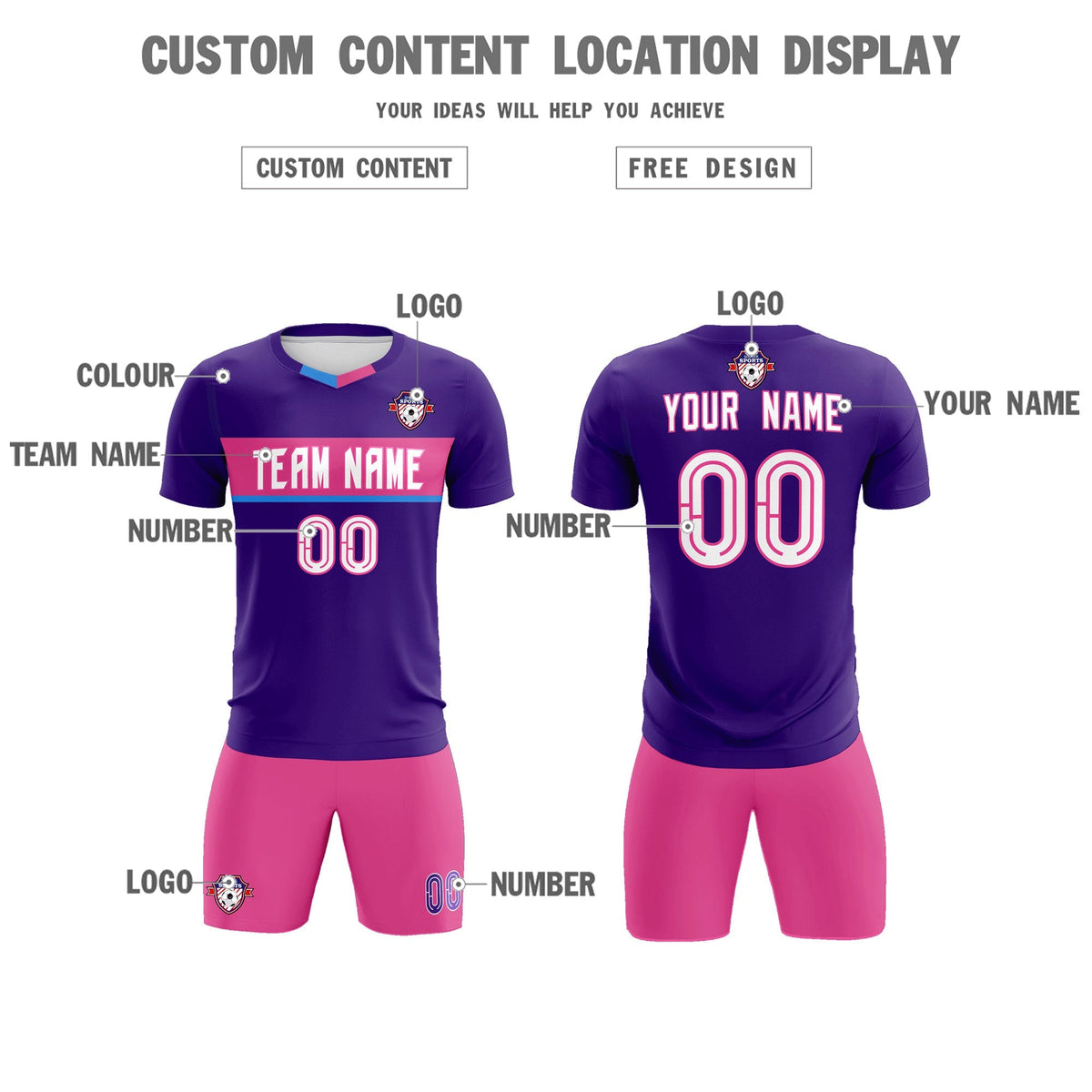 Custom Purple Classic Sports Sets Soccer Shirt Jersey